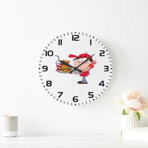 Funny Kid Fast Food Lover Burger, Fries and Drink  Large Clock