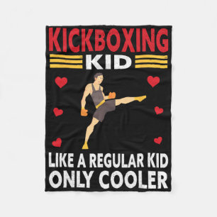 Funny Kid Kickboxer Outfit - Boxing Kid  Fleece Blanket