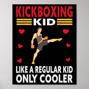 Funny Kid Kickboxer Outfit - Boxing Kid Poster