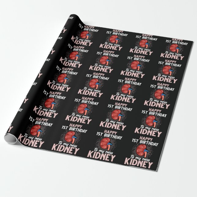 Funny Kidney Transplant Anniversary Wrapping Paper (Unrolled)