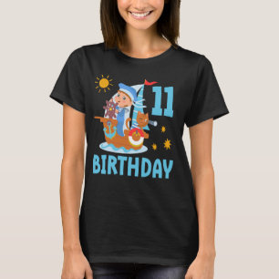 Funny Kids 11th Birthday Party Sailboat Sailing Bo T-Shirt