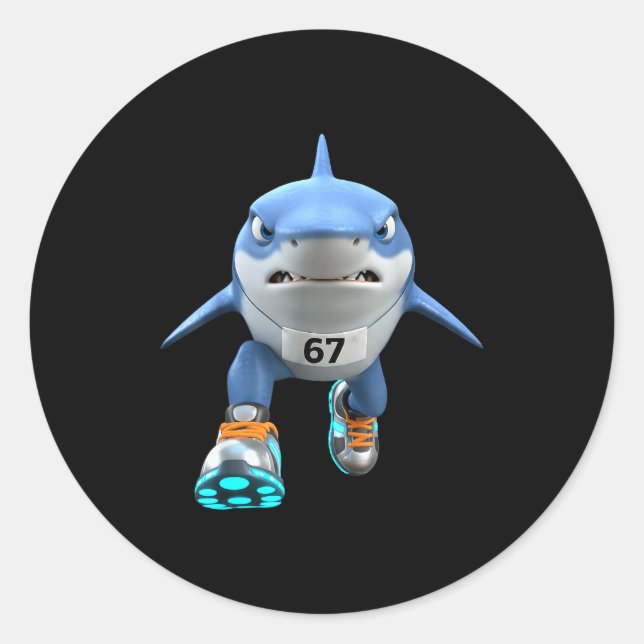 Funny Kids 67 Meme Tralalero Tralala Runner Italia Classic Round Sticker (Front)