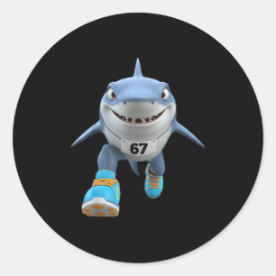 Funny Kids 67 Meme Tralalero Tralala Runner Italia Classic Round Sticker