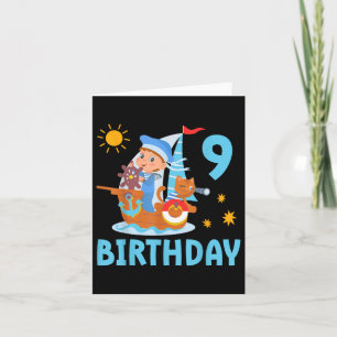 Funny Kids 9th Birthday Party Sailboat Sailing Boa Card