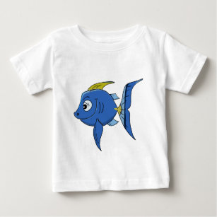 Funny kids cartoon blue and yellow angle fish baby T-Shirt