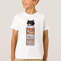 Funny Kids Chocolate Milk & Black Cat T-shirt