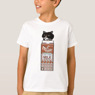 Funny Kids Chocolate Milk & Black Cat T-shirt