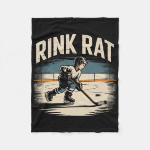 Funny Kids Ice Hockey Player Rink Rat Fleece Blanket
