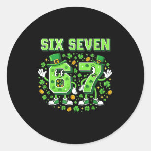 Funny kids meme 67 six seven st. patricks day luck classic round sticker