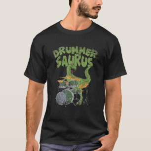 Funny Kids Musician Dinosaur Drummer Gift T Rex Dr T-Shirt