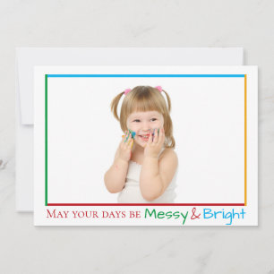 Funny Kids Photo Christmas Messy & Bright Cute Holiday Card