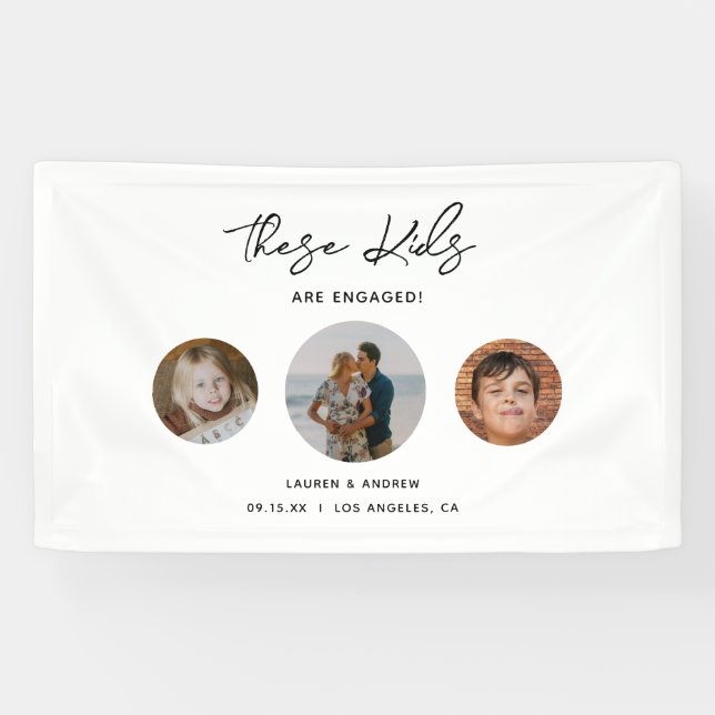 Funny Kids School Photo Engagement Party Welcome Banner (Horizontal)