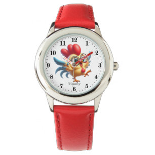 Funny kids unisex rooster add name watch