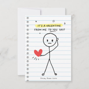 Funny Kids Valentine's Day Stick Figure Humour car Invitation