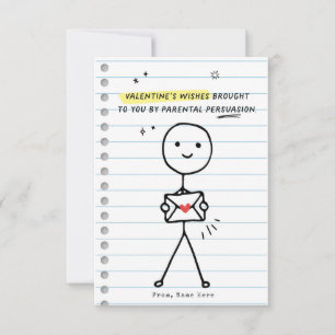 Funny Kids Valentine's Day Stick Figure Humour car Invitation