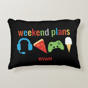 Funny Kids Weekend Plans Gamer Video Game Boys Decorative Cushion