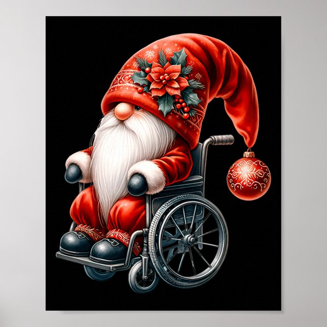 Funny Kids Wheelchair Santa Graphic For Men Christ Poster (Front)