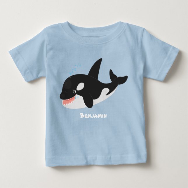 Funny killer whale orca cute cartoon illustration baby T-Shirt (Front)
