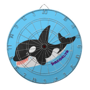 Funny killer whale orca cute cartoon illustration dartboard
