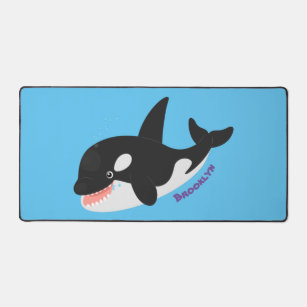 Funny killer whale orca cute cartoon illustration desk mat
