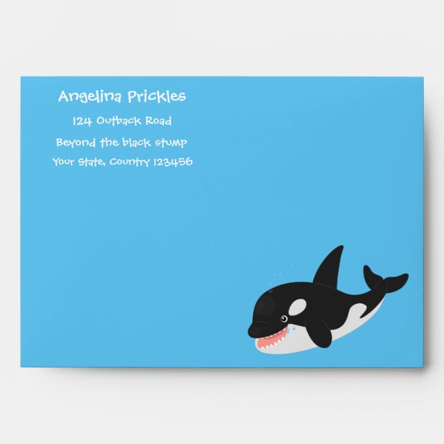 Funny killer whale orca cute cartoon illustration envelope (Front)