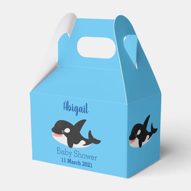Funny killer whale orca cute cartoon illustration favour box (Front Side)