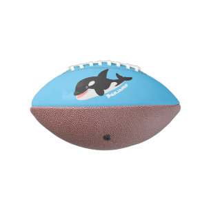 Funny killer whale orca cute cartoon illustration football