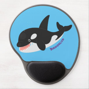 Funny killer whale orca cute cartoon illustration gel mouse pad