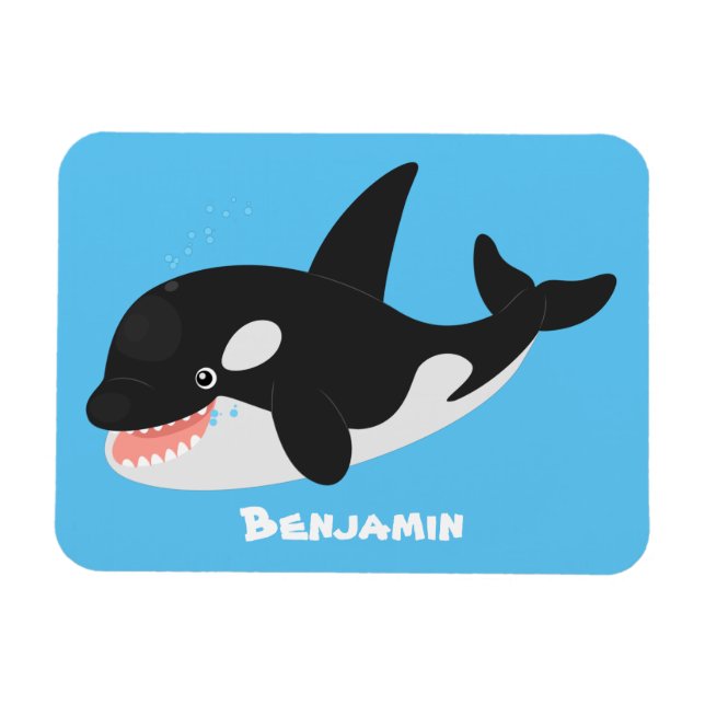 Funny killer whale orca cute cartoon illustration magnet (Horizontal)
