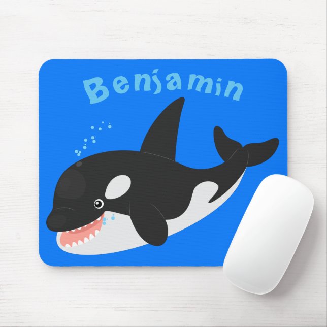Funny killer whale orca cute cartoon illustration mouse pad (With Mouse)