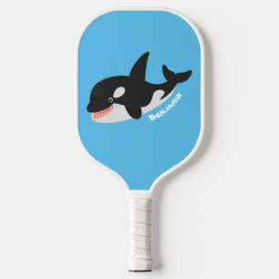 Funny killer whale orca cute cartoon illustration pickleball paddle