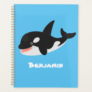 Funny killer whale orca cute cartoon illustration planner
