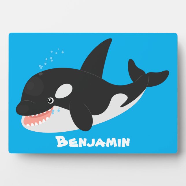 Funny killer whale orca cute cartoon illustration plaque (Front)