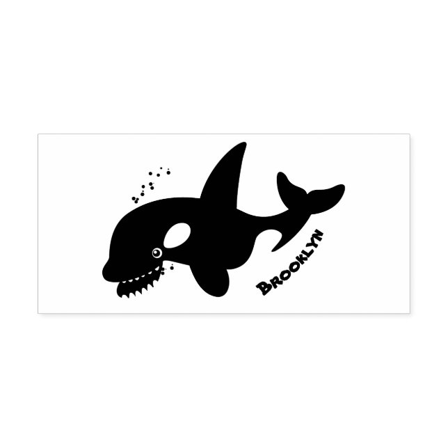 Funny killer whale orca cute cartoon illustration  rubber stamp (Imprint)
