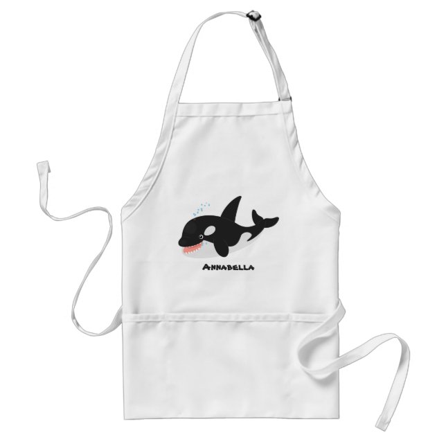 Funny killer whale orca cute cartoon illustration standard apron (Front)
