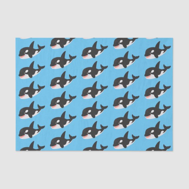 Funny killer whale orca cute cartoon illustration tissue paper (Front)
