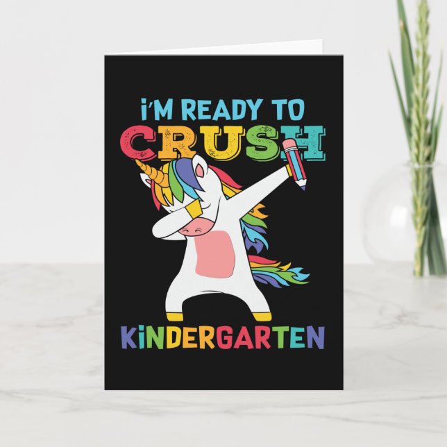 Funny Kindergarten Kid Back School Unicorn Dabbing Card (Front)