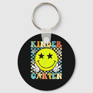 Funny Kindergarten Teacher Hippie Smile Back To Sc Key Ring