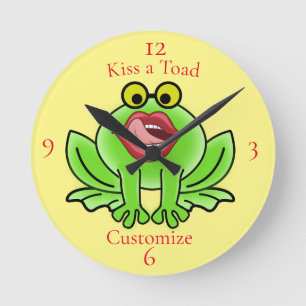 Funny Kiss A Toad Thunder_Cove Round Clock