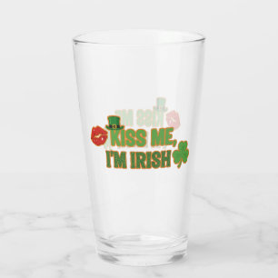 Funny Kiss Me I'm Irish St. Patrick's Day Party Glass