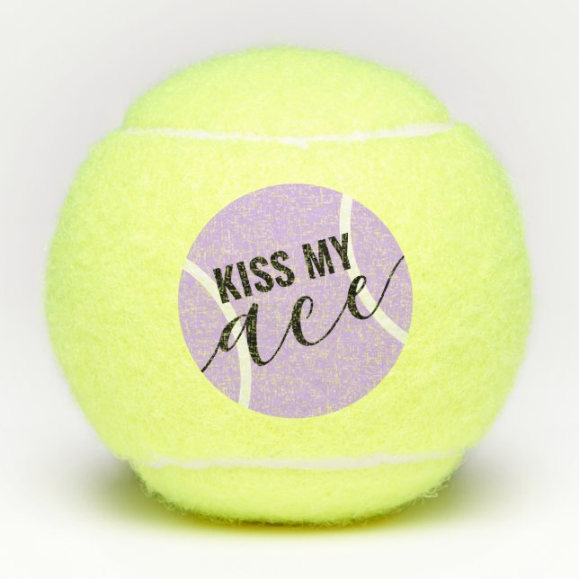 Funny Kiss My Ace Purple Tennis Balls (Front)