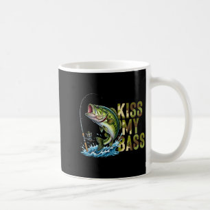 Funny kiss my-bass camo fishing lover bass fisher coffee mug