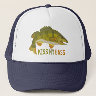 Funny Kiss My Bass Fish Fishing Angler Humour Trucker Hat