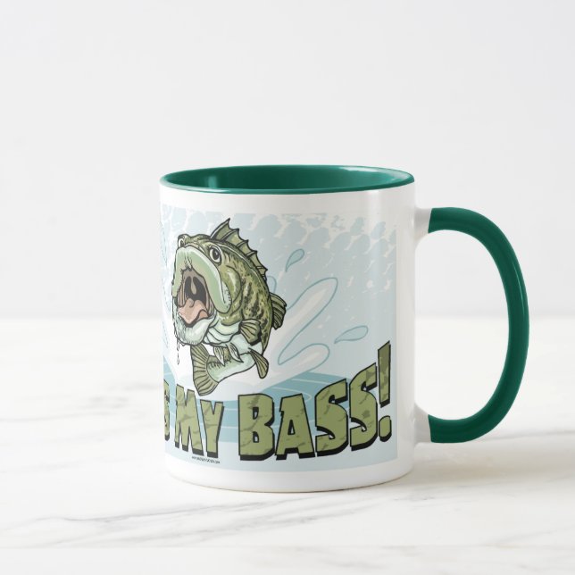 Funny Kiss My  Bass Gift Ideas for Fishermen Mug (Right)