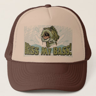 Funny Kiss My  Bass Gift Ideas for Fishermen Trucker Hat