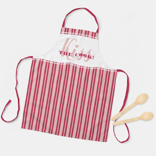 Funny Kiss The Cook Modern Humour Magenta Red Pink Apron