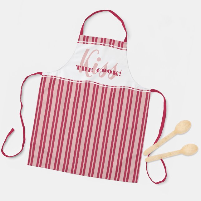 Funny Kiss The Cook Modern Humour Magenta Red Pink Apron (Funny Kiss The Cook Modern Humor Magenta Red Pink Apron)