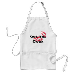 Funny "Kiss The Cook" White Baking Apron