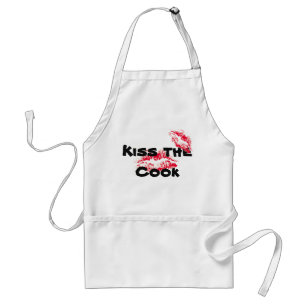 Funny "Kiss The Cook" White Baking Apron