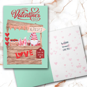 Funny Kissing Booth Gnome Valentine Holiday Card